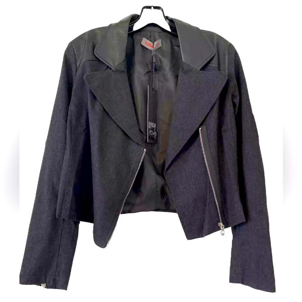 Biker style jacket, lightweight,made in Italy, black , Size M